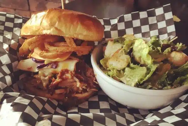 Texas BBQ Burger with house-made toppings and smoky sauce served at Warehouse in Canada.